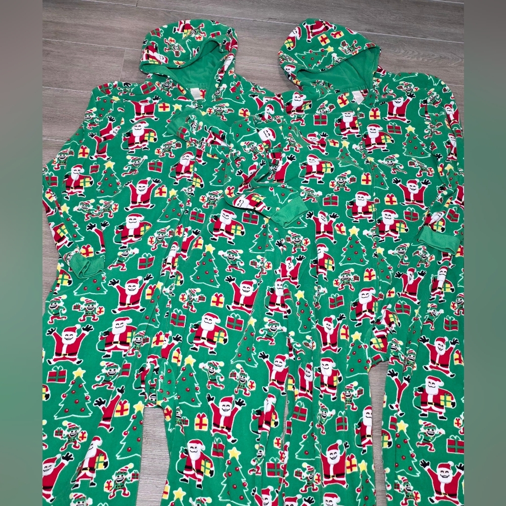 2 Christmas Onsie PJ's Adult Size XL & XXL Soft & Cozy Sant Elf Tree